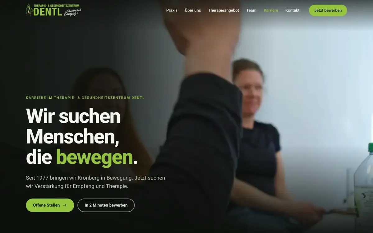Karriereseite Therapiezentrum Dentl