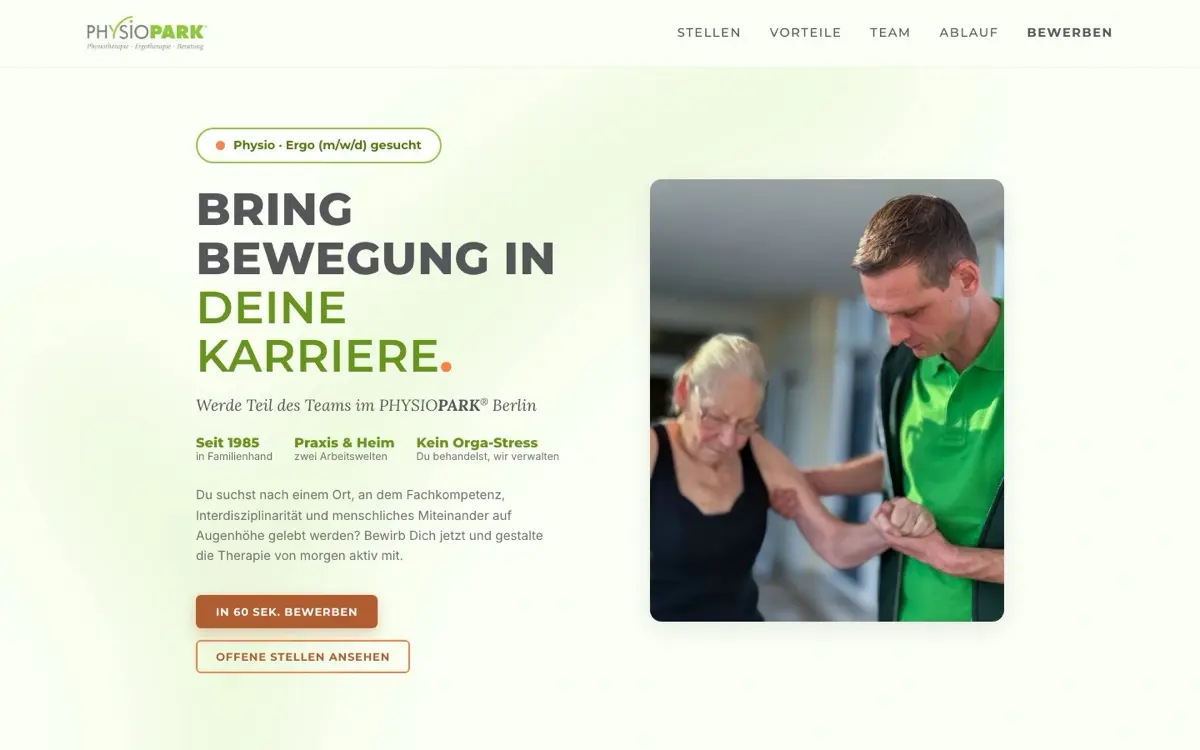 Karriereseite PhysioPark Berlin